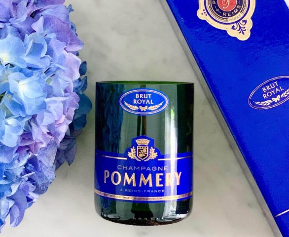 Fragranced Candle in Upcycled Pommery bottle in situ