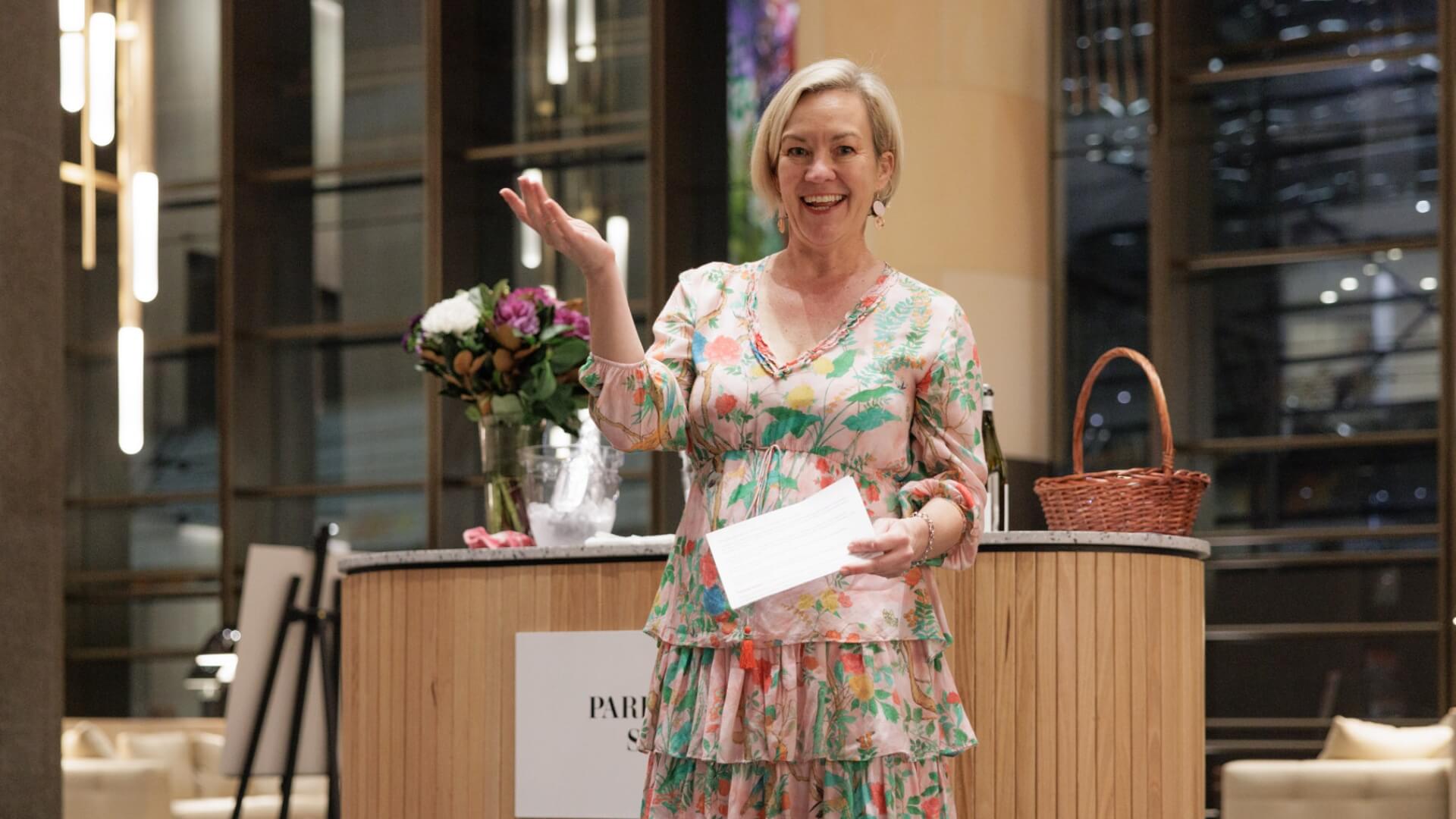Susan Le Roux the Champagne Goddess presenting a Champagne Masterclass in Parramatta